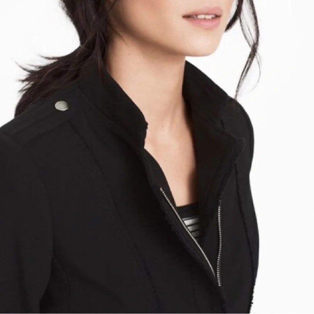 White House Black Market Asymmetrical Zip Moto Biker Jacket‎ Blazer Sz 2